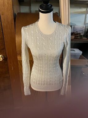 Ralph Lauren Cream Cable-Knit Scoop Neck Sweater
